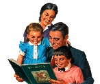 Family reading storybook