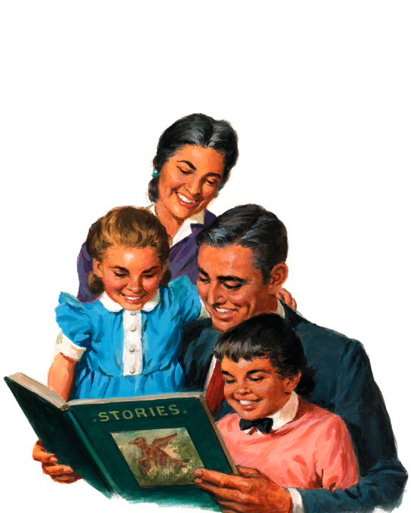 Family reading storybook