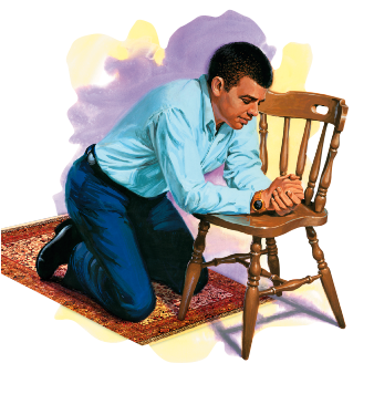 072 Black Man Praying Chair