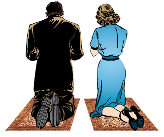 Couple Kneel Praying Rug