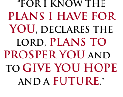 “For I know the  plans I have for  you, declares the Lord, plan